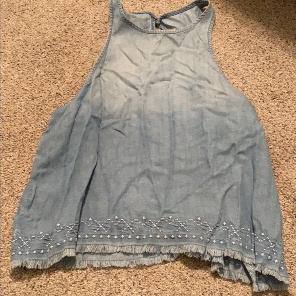 Cloth & Stone chambray embroidered top